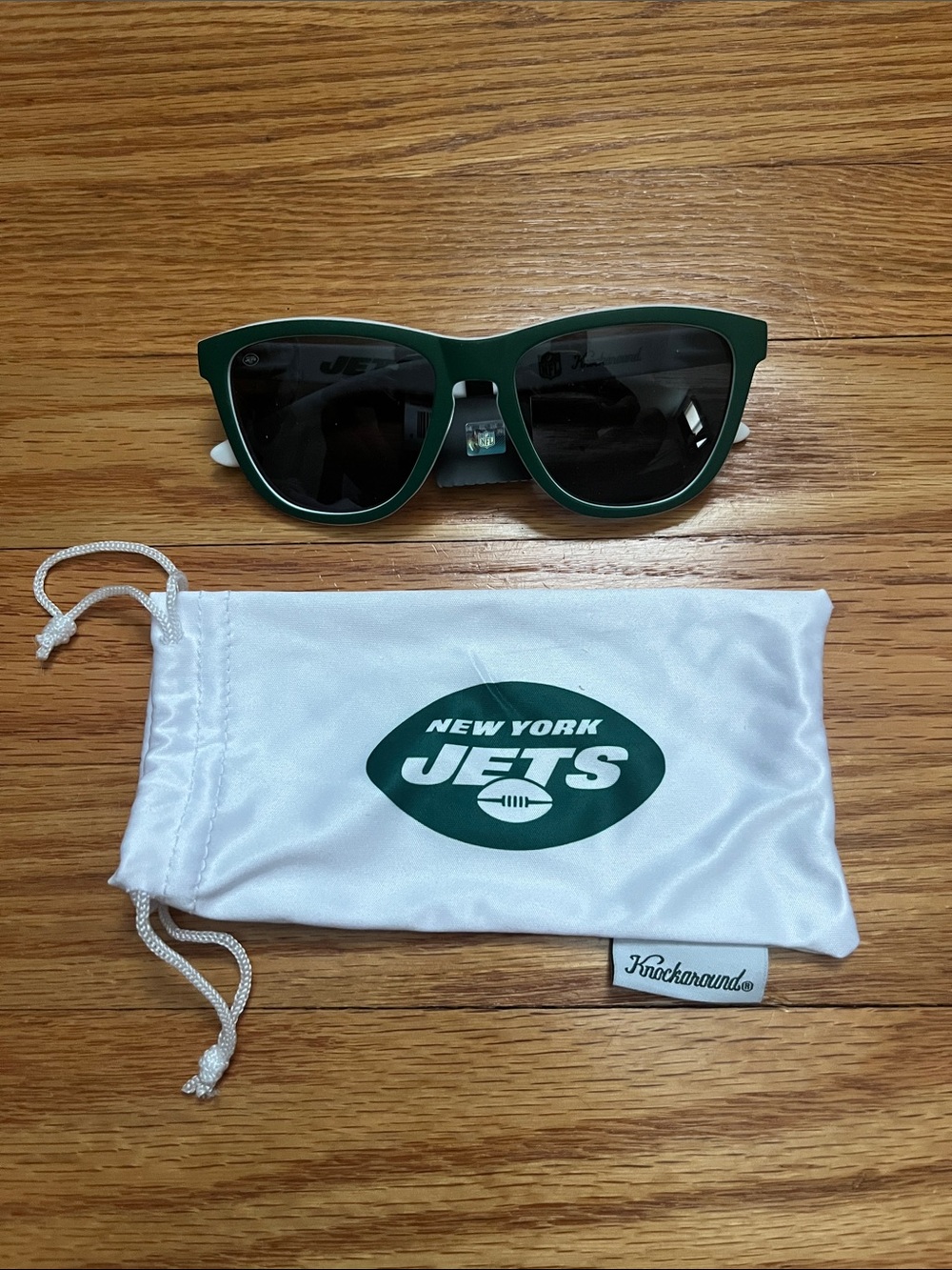 Knockaround New York Jets Polarized Green & White Sunglasses with Pouch